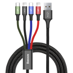 Baseus Cavo Dati 4in1 Micro USB, Type-C, 2x Lightning 1.2mt black Nero