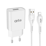 Caricabatteria da rete 2.1A usb A ARTE  serie Trendy con cavo lightning  SPINA+CAVO WHITE BIANCO