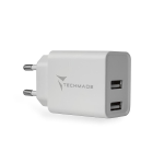 Spina Techmade Caricabatterie 10.5W 2 porte USB white TM-TC046AA doppio split