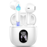 Cuffie Bluetooth, Auricolari Bluetooth 5.3 Cuffie Wireless In Ear con 4 ENC Mic Stereo, Cuffie Senza Fili Cancellazione Rumore Cuffiette Bluetooth IP7 Impermeabili Earbud 50H LED Display Bianco (2024)