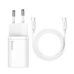 Baseus Carica Batterie 25W USB-C con Cavo Dati Type-C to Type-C 1mt white TZCCSUP-L02