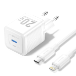 Vention Caricabatterie 20W USB-C GaN con Cavo Dati Type-C a Lightning 1 mt Bianco 