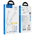 Cavo Dati Per APPLE iPhone Type-C a Lightning HOCO X56 PD 3.0A 1mt RICARICA RAPIDA fast charger white