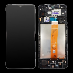 DISPLAY LCD+TOUCH+FRAME ORIGINALE SERVICE PACK PER SAMSUNG GALAXY A12 2021 SM-A127F VETRO NERO FLAT DORATA CDOT (MONTA ANCHE FLAT NERA B06)