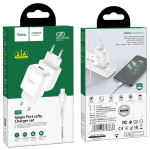 Carica Batterie COMPLETO HOCO N2 2.1A RICARICA RAPIDA +CAVO LIGHTNING BIANCO