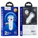 CARICABATTERIE Alimentatore PER AUTO HOCO Z40 bianco 2xUSB 5V/2.4A